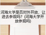 河海大学是否对外开放，让进去参观吗？(河海大学开放参观吗)