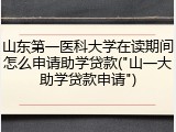 山东第一医科大学在读期间怎么申请助学贷款("山一大助学贷款申请")