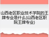 山西老区职业技术学院的王牌专业是什么(山西老区职院王牌专业)