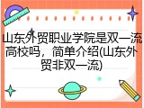 山东外贸职业学院是双一流高校吗，简单介绍(山东外贸非双一流)