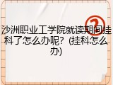 沙洲职业工学院就读期间挂科了怎么办呢？(挂科怎么办)