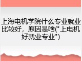 上海电机学院什么专业就业比较好，原因是啥("上电机好就业专业")