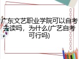 广东文艺职业学院可以自考去读吗，为什么(广艺自考可行吗)