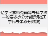 辽宁民族师范高等专科学校一般要多少分才能录取(辽宁民专录取分数线)