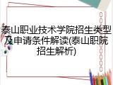 泰山职业技术学院招生类型及申请条件解读(泰山职院招生解析)