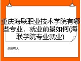 重庆海联职业技术学院有哪些专业，就业前景如何(海联学院专业就业)