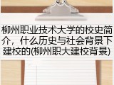 柳州职业技术大学的校史简介，什么历史与社会背景下建校的(柳州职大建校背景)
