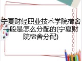 宁夏财经职业技术学院宿舍一般是怎么分配的(宁夏财院宿舍分配)