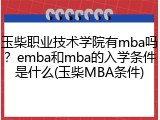 玉柴职业技术学院有mba吗？emba和mba的入学条件是什么(玉柴MBA条件)