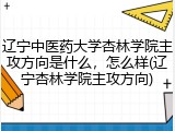 辽宁中医药大学杏林学院主攻方向是什么，怎么样(辽宁杏林学院主攻方向)