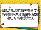福建幼儿师范高等专科学校高考需多少分能录取呢(福建幼专高考录取分)