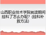 山西职业技术学院就读期间挂科了怎么办呢？(挂科补救方法)