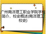 广州南洋理工职业学院学校简介，校史概述(南洋理工校史)