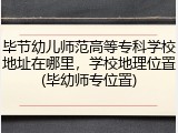 毕节幼儿师范高等专科学校地址在哪里，学校地理位置(毕幼师专位置)