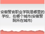 安徽警官职业学院是哪里的学校，在哪个城市(安徽警院所在城市)