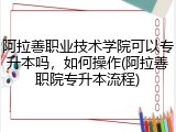阿拉善职业技术学院可以专升本吗，如何操作(阿拉善职院专升本流程)