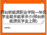 邢台新能源职业学院一年奖学金最多能拿多少(邢台新能源奖学金上限)