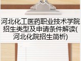 河北化工医药职业技术学院招生类型及申请条件解读(河北化院招生简析)