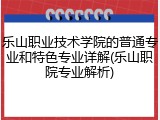 乐山职业技术学院的普通专业和特色专业详解(乐山职院专业解析)