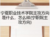 宁夏职业技术学院主攻方向是什么，怎么样(宁职院主攻方向)
