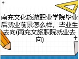 南充文化旅游职业学院毕业后就业前景怎么样，毕业生去向(南充文旅职院就业去向)