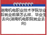 湖南机电职业技术学院毕业后就业前景怎么样，毕业生去向(湖南机电职院就业去向)