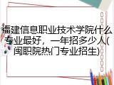 福建信息职业技术学院什么专业最好，一年招多少人(闽职院热门专业招生)