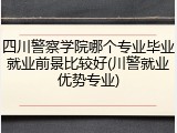 四川警察学院哪个专业毕业就业前景比较好(川警就业优势专业)