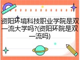 资阳环境科技职业学院是双一流大学吗?(资阳环院是双一流吗)