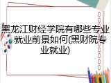 黑龙江财经学院有哪些专业，就业前景如何(黑财院专业就业)