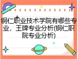 铜仁职业技术学院有哪些专业，王牌专业分析(铜仁职院专业分析)