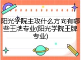 阳光学院主攻什么方向有哪些王牌专业(阳光学院王牌专业)