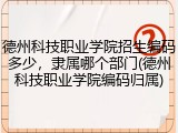 德州科技职业学院招生编码多少，隶属哪个部门(德州科技职业学院编码归属)