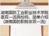 湖南国防工业职业技术学院是双一流高校吗，简单介绍(湖南国防职院非双一流)