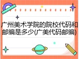 广州美术学院的院校代码和邮编是多少(广美代码邮编)