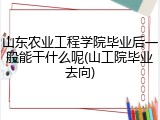 山东农业工程学院毕业后一般能干什么呢(山工院毕业去向)