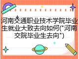 河南交通职业技术学院毕业生就业大致去向如何("河南交院毕业生去向")