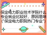 保定电力职业技术学院什么专业就业比较好，原因是啥("保定电力职院热门专业")