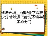潍坊环境工程职业学院要多少分才能进("潍坊环境学院录取分")