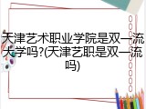 天津艺术职业学院是双一流大学吗?(天津艺职是双一流吗)