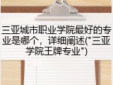 三亚城市职业学院最好的专业是哪个，详细阐述("三亚学院王牌专业")