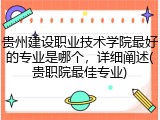 贵州建设职业技术学院最好的专业是哪个，详细阐述(贵职院最佳专业)