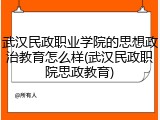 武汉民政职业学院的思想政治教育怎么样(武汉民政职院思政教育)