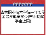 吉林职业技术学院一年奖学金最多能拿多少(吉职院奖学金上限)