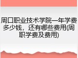 周口职业技术学院一年学费多少钱，还有哪些费用(周职学费及费用)