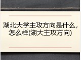 湖北大学主攻方向是什么，怎么样(湖大主攻方向)