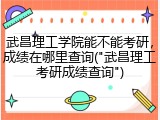 武昌理工学院能不能考研，成绩在哪里查询("武昌理工考研成绩查询")