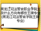 黑龙江司法警官职业学院主攻什么方向有哪些王牌专业(黑龙江司法警官学院王牌专业)
