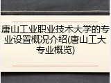 唐山工业职业技术大学的专业设置概况介绍(唐山工大专业概览)