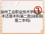 徐州工业职业技术学院是一本还是本科第二批(徐职院是二本吗)